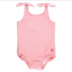 Ruffle Butts Textured Pink Fabric One Piece